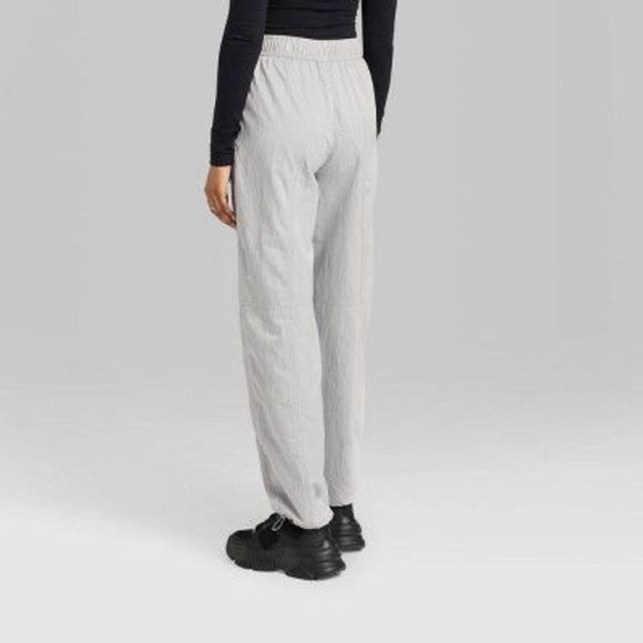 Women's High-Rise Toggle Parachute Pants - Wild Fable Light Gray S - Picture 2 of 2